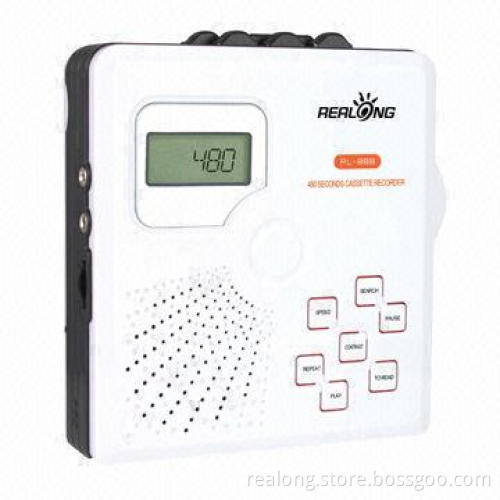 Digital cassette player with external microphone and built-in charger